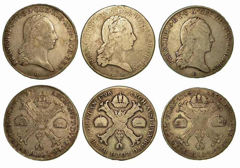 PAESI BASSI AUSTRIACI. Lotto di tre monete. Kronenthaler 1795 (MB) - 1796 (B/MB-...