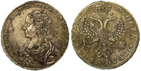 RUSSIA. Katerina I, 1725-1727. Rublo 1726. Busto a s. R/ Aquila bicipite coronata. KM# 169. Arg. g. 27,80. MB/BB

Con bustina Baranowsky.
Sfogliatu...