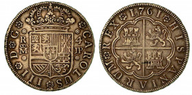 SPAGNA. Carlos III, 1759-1788. 4 Reales 1761 A. Stemma coronato. R/ Croce. KM# 396,1. Arg. g. 13,21. MB/BB