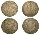 SVIZZERA. Lotto di due monete. Ginevra, Tallero 1722 (MB-colpi). Lucerna, 4 Franken 1814 (B/MB). BM# 69 - 109.. Esemplari in argento.