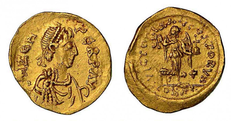 TURCHIA - IMPERO ROMANO D'ORIENTE. Costantinopoli. Zeno, 474-491. Tremisse. Bust...