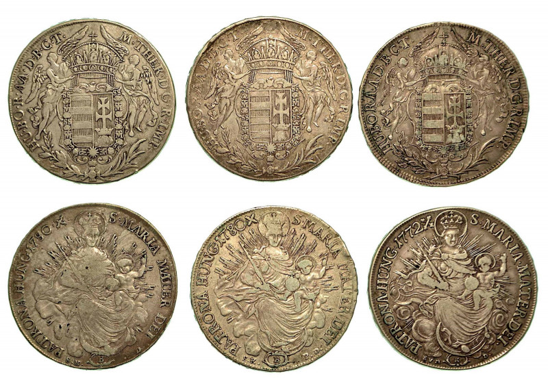 UNGHERIA. Lotto di tre monete. Thaler 1772-1780 (x 2 esemplari). KM# 386.1 - 386...