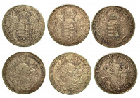 UNGHERIA. Lotto di tre monete. Thaler 1772-1780 (x 2 esemplari). KM# 386.1 - 386.2. MB/BB. Esemplari in argento.