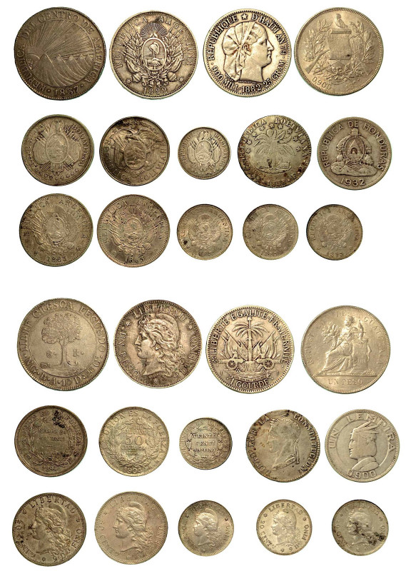 STATI VARI. Lotto di quattordici monete. Bolivia. 4 Soles 1858 (B/MB). 50 Centav...