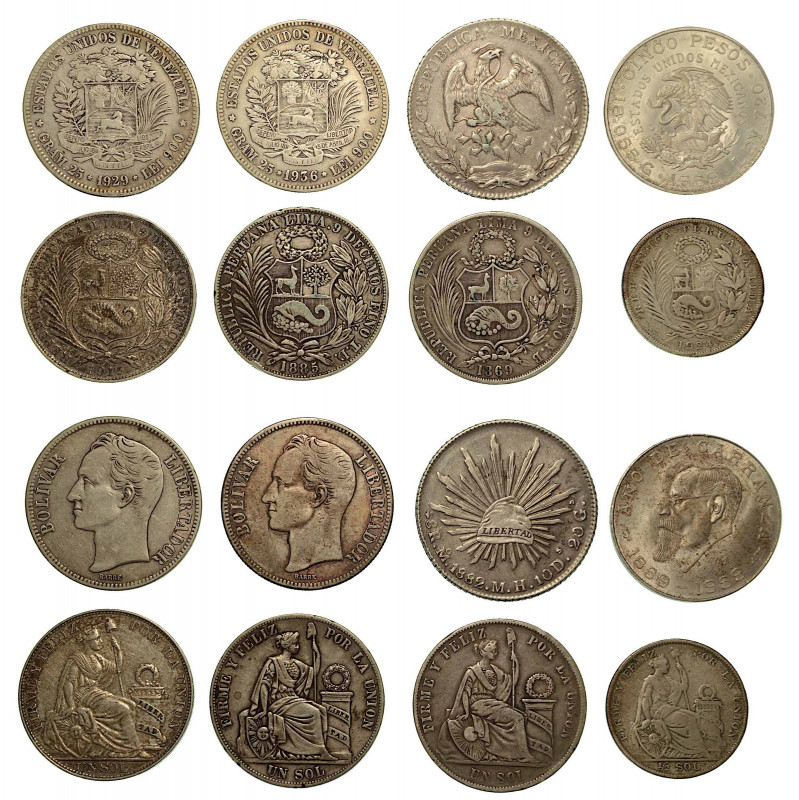 STATI VARI. Lotto di otto monete. Venezuela. 5 Bolivares 1929 (MB/BB) - 1936 (MB...