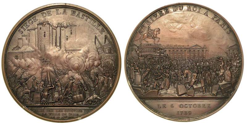 COMMEMORAZIONE DELLA PRESA DELLA BASTIGLIA. Medaglia in bronzo 1789. Una folla d...