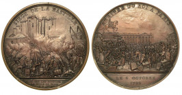 COMMEMORAZIONE DELLA PRESA DELLA BASTIGLIA. Medaglia in bronzo 1789. Una folla di cittadini armati, tra i quali si possono distinguere i soldati della...