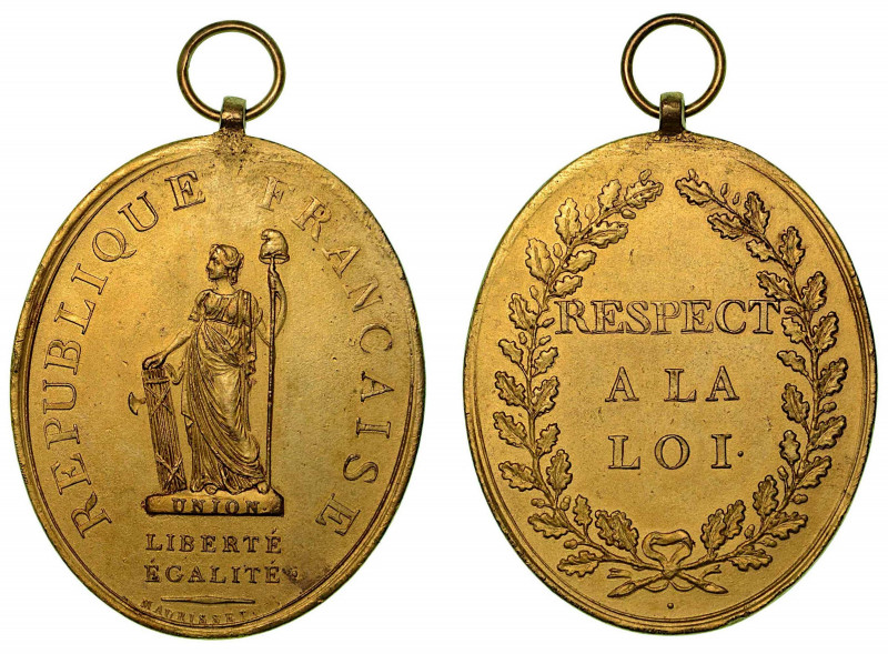 AMMINISTRATORI PROCURATORI DELLA REPUBBLICA. Medaglia ovale in bronzo dorato con...