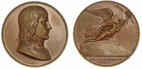 BATTAGLIA DI MONTENOTTE (11-12 aprile 1796). Medaglia in bronzo 1796. Busto a d. del Bonaparte. R/ Vittoria in volo sopra a globo terrestre. Opus Gaya...