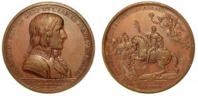 TRATTATO DI CAMPOFORMIO (17 ottobre 1797 – Fine della Repubblica di Venezia). Medaglia in bronzo 1797. Busto di Napoleone in uniforme a d. con chioma ...