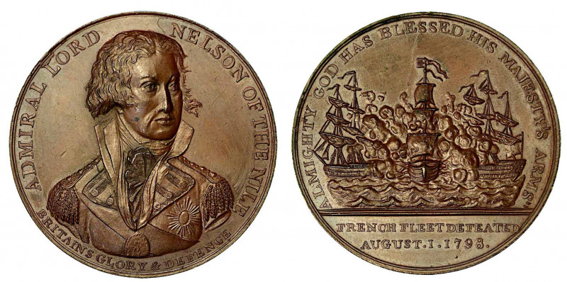 AMMIRAGLIO ORAZIO NELSON, 1758-1805. BATTAGLIA DI ABOUKIR. Medaglia in bronzo 17...