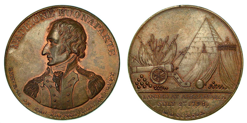 SBARCO AD ALESSANDRIA DI NAPOLEONE. Medaglia in bronzo 1799, Londra. Busto a s. ...