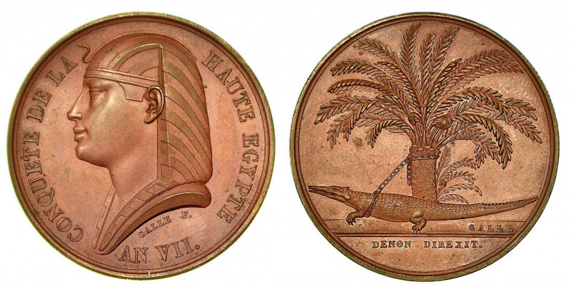 CONQUISTA DELL'ALTO EGITTO. Medaglia in bronzo anno VII (1799). Testa di Isis a ...