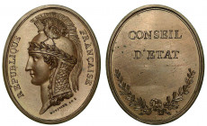 CONSIGLIO DI STATO (1799-1800). Insegna ovale in bronzo. Testa elmata della Repubblica Francese a s. R/ CONSEIL D’ETAT. Sotto, due rami di foglie. Bra...
