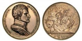 PASSAGGIO DEL GRAN SAN BERNARDO E BATTAGLIA DI MARENGO. Medaglia in argento anno VIII (1800). Busto di Napoleone a d. R/ Bonaparte Primo Console a cav...