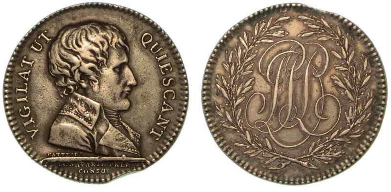 PREFETTURA DI POLIZIA. Gettone in argento 1802, Parigi. Busto a d. in uniforme. ...