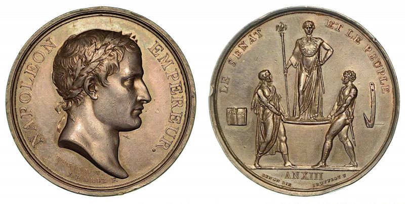 INCORONAZIONE DI NAPOLEONE A PARIGI. Medaglia in argento 1804. Testa laureata a ...
