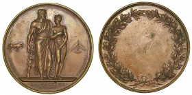 CAMPAGNA DI VACCINAZIONE NELL'IMPERO. Medaglia in bronzo 1804. Esculapio si sostiene a bastone con serpente attorcigliato, la destra poggiata su spall...