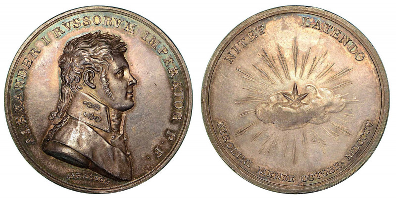 ALESSANDRO I IMPERATORE DI RUSSIA (1801-1825) VISITA BERLINO. Medaglia in argent...
