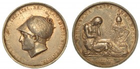 PRESA DI VIENNA – CONQUISTA DI VINDOBONA. Medaglia in argento 1805. Busto a s. elmato. R/ Figura femminile afflitta, seduta a d.; davanti, un trofeo d...