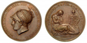 PRESA DI VIENNA – CONQUISTA DI VINDOBONA. Medaglia in bronzo 1805. Busto a s. elmato. R/ Figura femminile afflitta, seduta a d.; davanti, un trofeo d’...