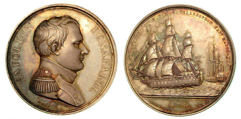 RESA DI NAPOLEONE BONAPARTE A BORDO DEL BELLEROPHON. Medaglia in argento 1815, B...
