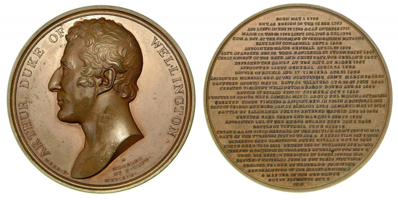 ARTHUR WELLESLEY I DUCA DI WELLINGTON (1769-1852). Medaglia in bronzo 1819. Test...