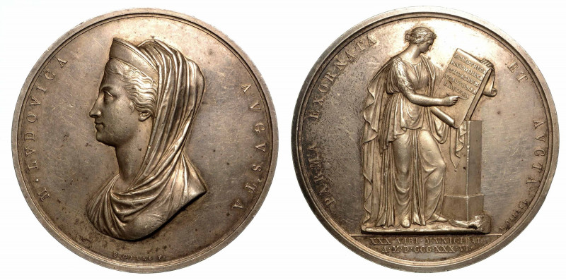 MARIA LUIGIA D'AUSTRIA, 1815-1847. LE BECCHERIE DI PARMA. Medaglia in argento 18...