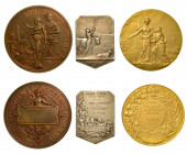 FRANCIA. Lotto di tre medaglie in bronzo (fra cui una in bronzo argentato e una in bronzo dorato). Sono raffigurati i seguenti soggetti: premio Societ...