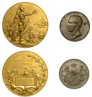 GRAN BRETAGNA. Lotto di due medaglie (una in bronzo dorato e una in metallo bianco). Sono raffigurati i seguenti soggetti: Esposizione Internazionale ...
