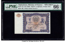 Afghanistan Ministry of Finance 2 Afghanis ND (1936) / SH1315 Pick 15s Specimen PMG Gem Uncirculated 66 EPQ. Roulette Specimen punch.

HID09801242017
...