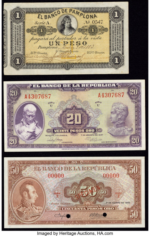 Colombia Group Lot of 3 Examples Very Fine-About Uncirculated. Two POCs and Red ...
