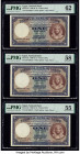 Egypt National Bank of Egypt 1 Pound 18.6.1943 Pick 22c Three Examples PMG Uncirculated 62; Choice About Unc 58; About Uncirculated 55. Stains are not...