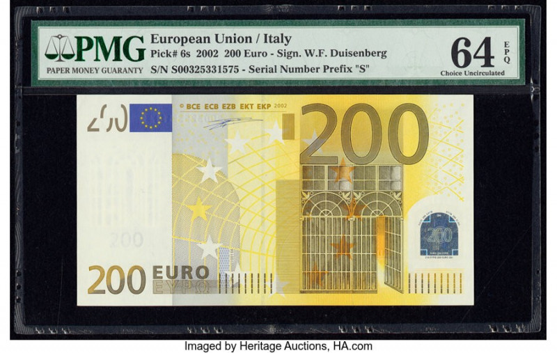 European Union Central Bank, Italy 200 Euro 2002 Pick 6s PMG Choice Uncirculated...