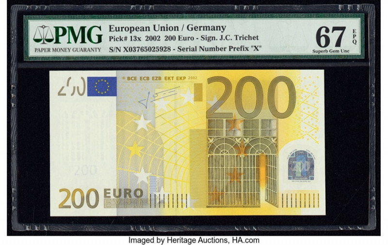 European Union Central Bank, Germany 200 Euro 2002 Pick 13x PMG Superb Gem Unc 6...