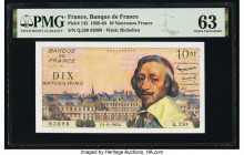 France Banque de France 10 Nouveaux Francs 4.10.1962 Pick 142 PMG Choice Uncirculated 63. Pinholes are noted on this example.

HID09801242017

© 2020 ...