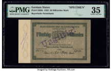 German States Bavarian Note Issuing Bank 50 Milliarden Mark 24.10.1923 Pick S938s Specimen PMG Choice Very Fine 35. Purple Ungiltig! overprints and a ...