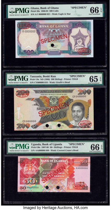 Ghana Bank of Ghana 500 Cedis 1986-94 Pick 28s Specimen PMG Gem Uncirculated 66 ...