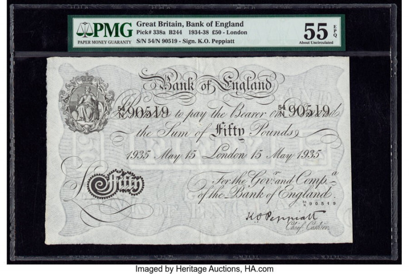 Great Britain Bank of England 50 Pounds 15.5.1935 Pick 338a PMG About Uncirculat...