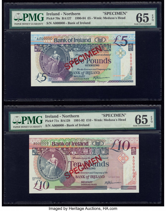 Ireland - Northern Bank of Ireland 5; 10 Pounds 28.8.1990; 14.5.1991 Pick 70s; 7...