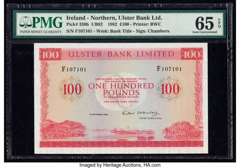 Ireland - Northern Ulster Bank Limited 100 Pounds 1.10.1982 Pick 330b PMG Gem Un...