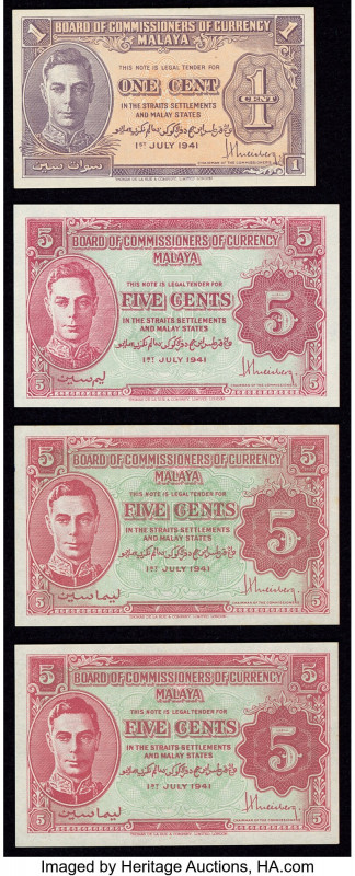 Malaya Board of Commissioners of Currency Group Lot of 4 Examples About Uncircul...