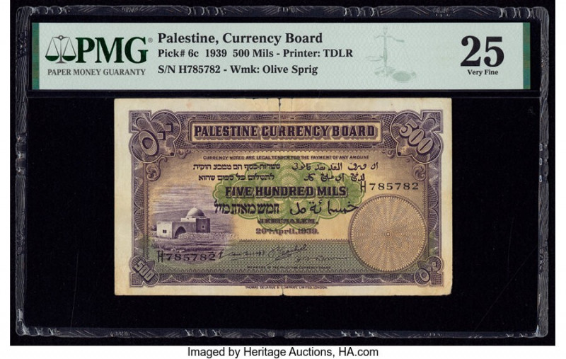 Palestine Palestine Currency Board 500 Mils 20.4.1939 Pick 6c PMG Very Fine 25. ...