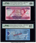 Solomon Islands Central Bank of Solomon Islands 10; 40 Dollars ND (1984); 2018 Pick 11s; 37s Two Specimen PMG Superb Gem Unc 68 EPQ; Superb Gem Unc 67...