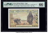 West African States Banque Centrale des Etats de L'Afrique de L'Ouest - Togo 500 Francs ND (1959-61) Pick 802Tm PMG Gem Uncirculated 66 EPQ. 

HID0980...