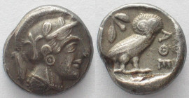 ATTICA. Athens, AR Drachm 454-404 BC, Athena head / Owl without crescent, XF!