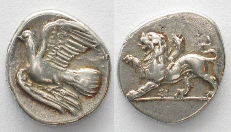 PELOPONNESOS. Sikyon. AR Hemidrachm, 360-330 BC, Chimera / Dove, AU!
BMC 46,119...