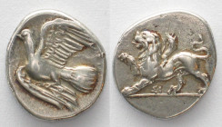 PELOPONNESOS. Sikyon. AR Hemidrachm, 360-330 BC, Chimera / Dove, AU!