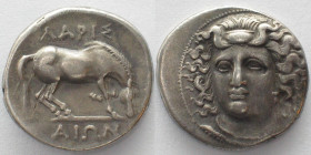 THESSALY. Larissa, AR Drachm 356-324 BC, Nymph Larissa / Horse, XF-!