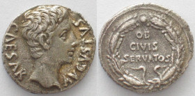 AUGUSTUS. AR Denarius, 19 BC, Mint: Colonia Patricia, Spain. AU!